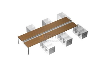 Мебель для персонала Рабочая станция (6х140) с ProSystem на 6-ти опорных тумбах левых-правых (БЕЗ ТУМБ) КВ 0151-3