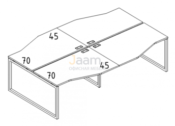 Мебель для персонала Рабочая станция со столами эргономичными "Техно" на металлокаркасе QUATTRO Б4 189-2 БП