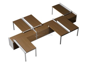 Мебель для персонала Рабочая станция (6x120) с ProSystem на 3-x опорных тумбах-купе КВ 0191 БН