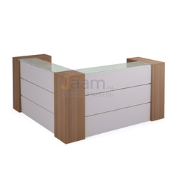 Стойка ресепшн Стойка регистрационная со стеклом угловая с двумя шкафами PZ/D218/3